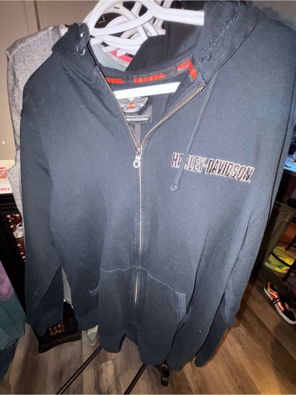 Harley-Davidson Black Zip-Up Hoodie with Embroidered Logo